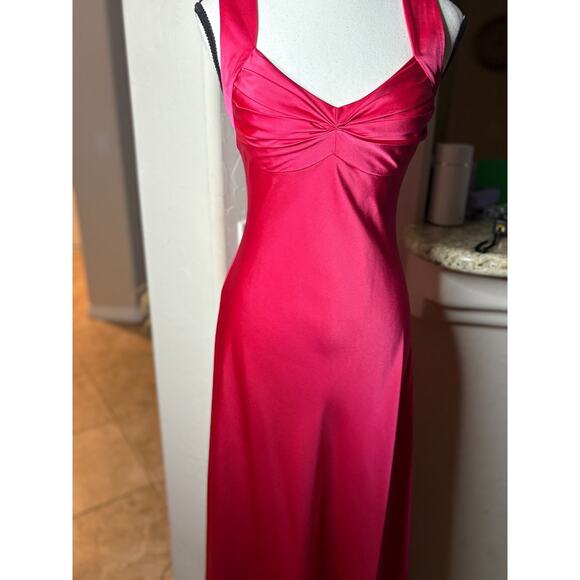 Calvin Klein Barbie Pink Satin Fit and Flare Gown Vintage 90's XS 00-2 - Picture 7 of 7